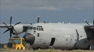Bird strike Italian C130 46-62 comes in to RAF Coninsgby.