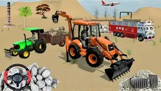 ✴️JCB✴️ENDTATA TRUCK🚜JHONDEAR TACTUR TROLLEY UNLOADING🪨STONE  3D Game Play#trending 