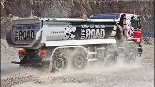 Scania 8x8 off-road tipper truck at work│Самосвал Скания 8x8 для перевозки гравия