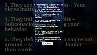 6 Psychological Signs Someone Secretly Respects You #goalmastery #respect