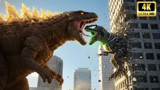 Godzilla vs Venom T-Rex &ndash; Brutal City Fight | Epic Monster Realm | 4K