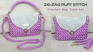 CROCHET : Tas Rajut || Zig-Zag Puff Crochet Bag Tutorial (English Subtitle)
