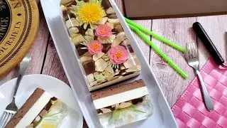 Jelly Cake With Cocoa And Cream Pebbles - Gelatin Art