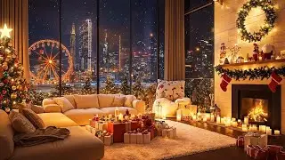 Cozy Christmas Ambience In Luxury Chicago Apartment 🎄 Ethereal Piano Jazz Music For Relax & Sleep
