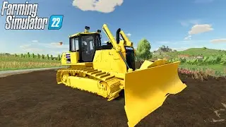 Farming Simulator 22 - KOMATSU D65PXI Bulldozer Pushes Dirt