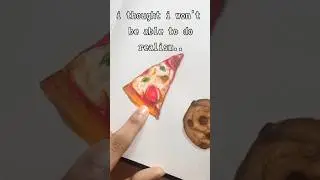 realistic art / food drawing / colour pencils Art / pizza and cookies
