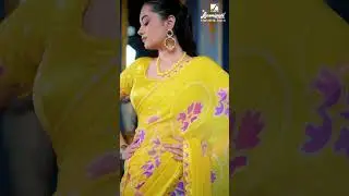Festive Collection | Yellow Floral Printed Chiffon Saree | Laxmipati Sarees