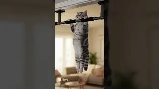 Cat Does Pull-Ups Like a Pro! 😼🏋️&zwj;♂️ #Shorts #funnycat #aianimation #catshorts