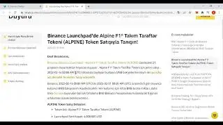 @binance Launchpad aktivitesi @alpine F1 team Fan token arzını anlattık.