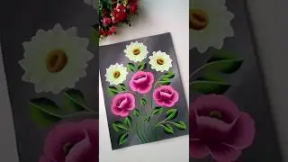🌺🍀🌻Pink and yellow flowers onestroke painting 🌺🍀🌻#art #painting #flowerpainting