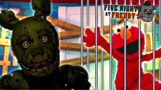 Minecraft- FIVE NIGHTS AT FREDDYS - SPRINGTRAP THREATENS ELMO WITH DOOM.  Minecraft Modded Gameplay