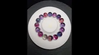 Gelang Batu Crystal Rainbow Flourite Quartz Calming Stone HQ 12mm C1981