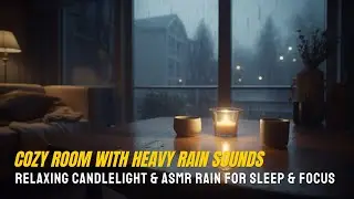 Cozy Room with Heavy Rain Sounds | Relaxing Candlelight & ASMR Rain for Sleep & Focu