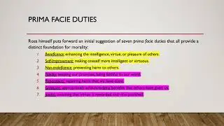 Normative Ethics: Prima Facie Duties and Right Action