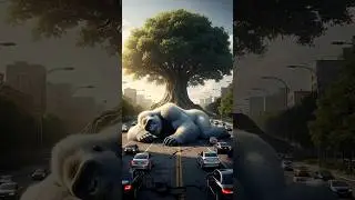 A Giant Gorilla Planted a Tree on the Road | AI Animal Story #shorts #funny