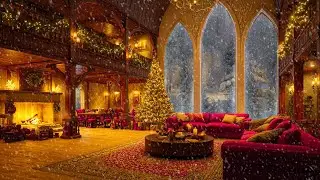 Christmas Piano Jazz for Late Night Calm 🌙 Cozy Winter Ambience ☃️Fireplace Heat & Snow