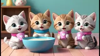Five Little Kittens Purring Softly | Cute Kids Song | Gentle Nursery Rhyme for Toddlers