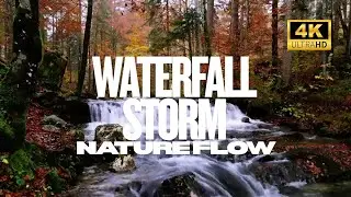 Waterfall in the Rain 🌧️💦 Wind & Nature Sounds | Deep Relaxation, Sleep & Focus