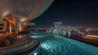 Luxury Poolside Rooftop Night in Singapore | Relaxing Smooth Jazz x Deep Chill Mix 
