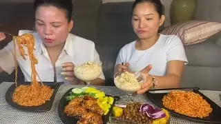 मिठो खीरको 2 spicy ramen chicken wings आलु र चना fry
