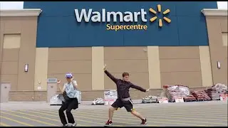 Dancing behind people at walmart
