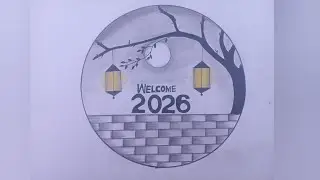 Happy new year drawing 2026 - pencil sketch / new year 2026/ drawing happy new year scenery drawing