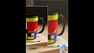 IKIYK School Bus Mondrian Style Geometric Pattern Mug | Accent Coffee Mug 11oz 15oz 1970s