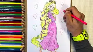 Tangled - Drawing Rapunzel and Pascal ❤️💚