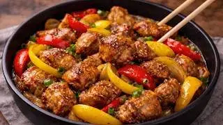 Süß-saures Hähnchen nach chinesischer Art. Chinesisches Essen ganz einfach zu Hause zubereiten!
