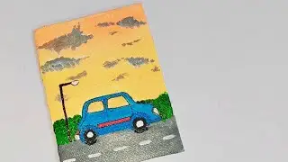 Car | Easy Acrylic Painting For Beginners | Mini Painting | Sky