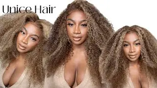 Beyonce Inspired Highlight ombre kinky curly wig 24 inches ft.  Unice Hair