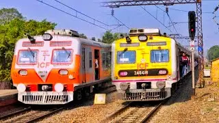 🚆 Crazy ICF Emu Local Trains Crossing & Spotted At Busy Hindmotor Railway Station । Indian Railways 