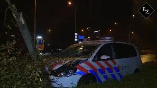 Politieauto total loss na achtervolging Onsenoortsestraat Nieuwkuijk