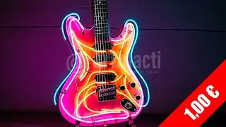 Neon Guitar Glow &mdash; HD Vaporwave Music Stock Footage (1080p)