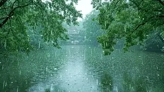 Gentle Rain Falling on Beautiful Lake | ASMR Forest Rain Sounds for Deep Sleep & Rest