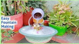 How to make Water fountain || water fall making at home || garden water fountain
