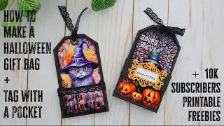 10K Subs Free Printable Tags | DIY Halloween Gift Bag + Tag With a Pocket