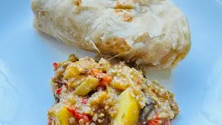 DINNER FRIED BAIGAN WITH PARATHA ROTI /GOOSEY BERRY JAM 🇬🇾