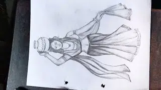 How to draw a village women carrying water ||women with a water pot drawing 9th class #art 