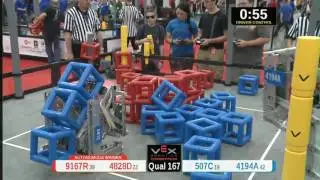 2015 VRC Tech Q167 - 9167R 4828D vs 507C 4194A - 54 to 50 - VEX Worlds 2015 - Technology Division