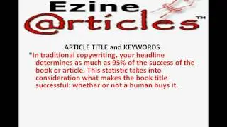 Ezine Articles   Article Title and Keywords
