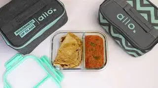 Allo Foodsafe Glass Lunch Box with partition | Glass Lunch box with divider for Office by Allo