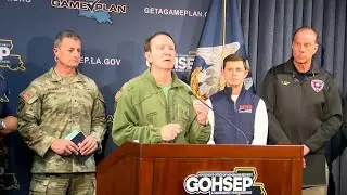 Gov. Jeff Landry describes widespread power outages, road closures from ice