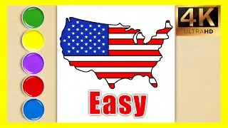 🗽 USA Map Drawing for Kids 🖍️ || 🗺️ Easy USA Map Drawing for Kids ❤️🤍💙 || Easy 🇺🇸 American Art 🎨 ✍️