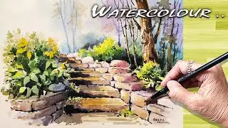 🎨 Negative Painting | Glazing | Watercolour Landscape Painting | जलरंग निसर्गचित्र पेंटिंग