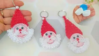 PAPAI NOEL 🎅🏼CHAVEIRINHO EM CROCHÊ/RECICLANDO TAMPINHA DE GARRAFA PET🎅🏼♻️