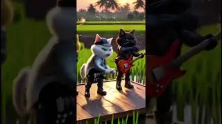 Epic Rock Concert in a Rice Field! 😹🎸🌾 #shorts