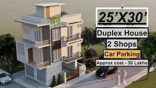 25X30 Duplex with Commercial | 2 Shops | 750 Sqft House plan | Commercial and Residential Design