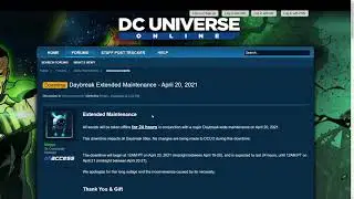 DCUO Free Gifts & Daybreak Extended Maintenance (April 20, 2021)