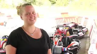 Isabella from Norway at Makotrac Go Karting in Mareeba  by Grasshopper Travel